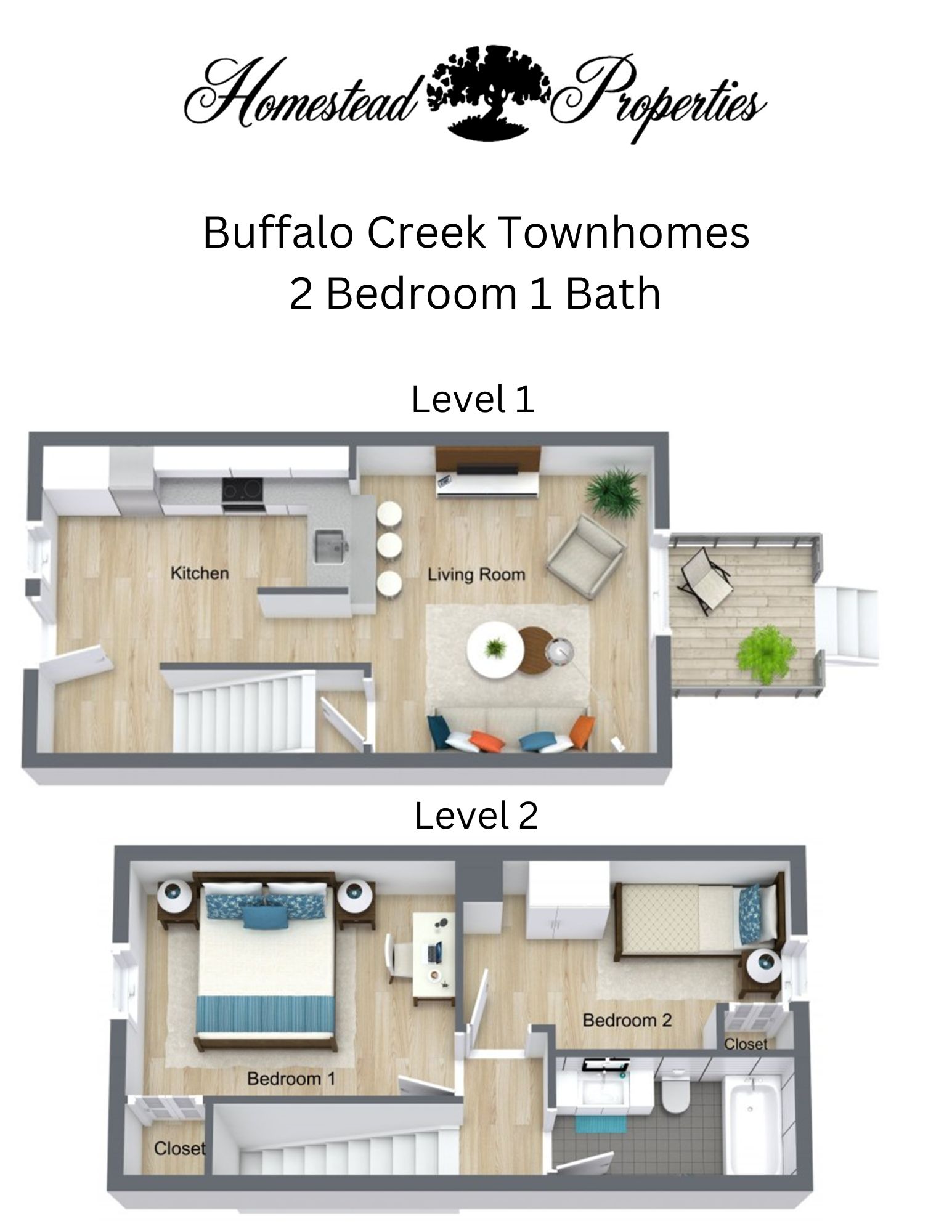 Buffalo Creek Townhomes 3D 2 Bedroom 1 Bath (1)